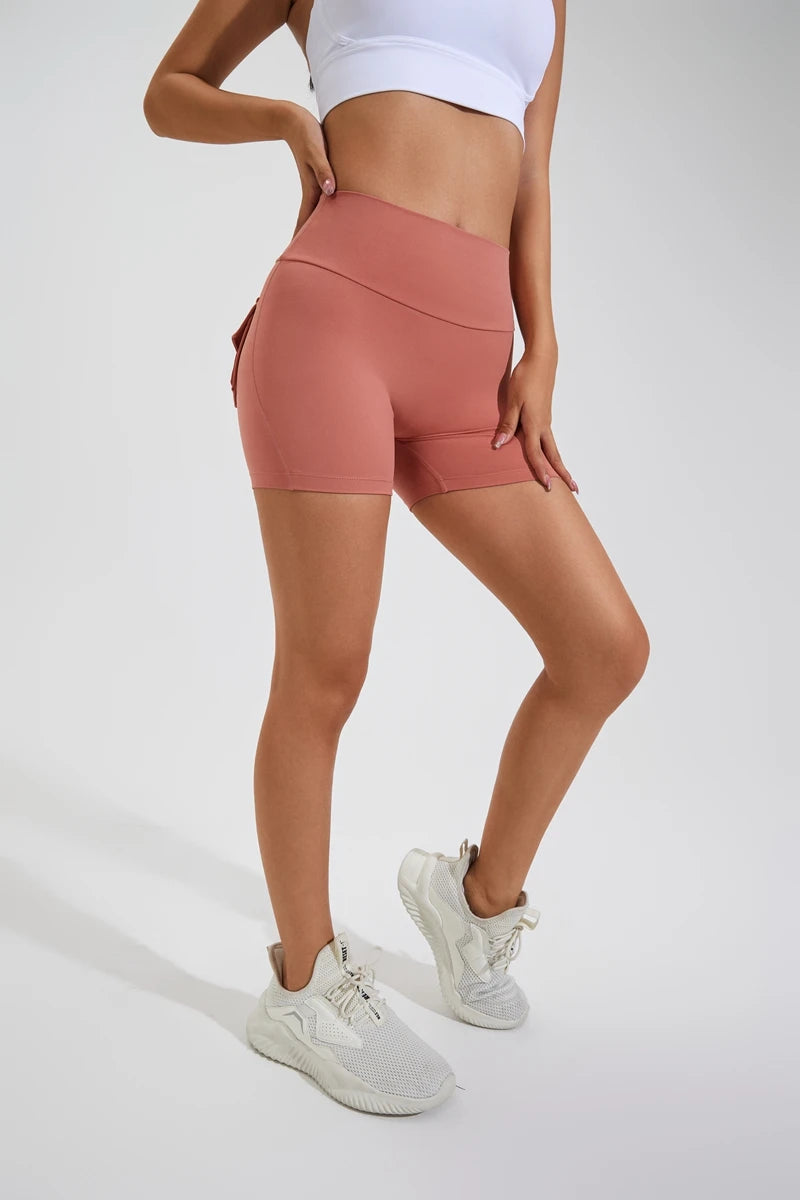 QINACTIVE Women’s Scrunch Butt Yoga Shorts – High Waist Pocket Fitness Tights