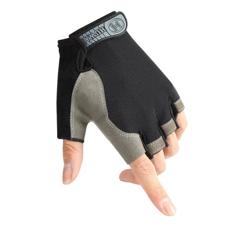 Anti-Slip Half Finger Gym Gloves – Breathable Workout & Cycling Gloves