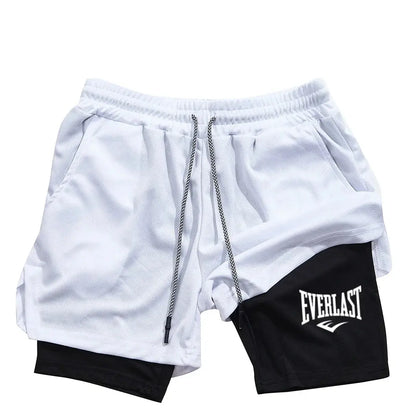 Men’s Gym Shorts – EVERLAST Print, Double-Layered & Quick-Dry