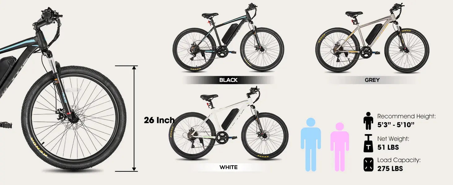 HILAND 26" Electric Mountain Bike – 500W Motor, 20MPH, Removable Battery PeakPursuitFitness