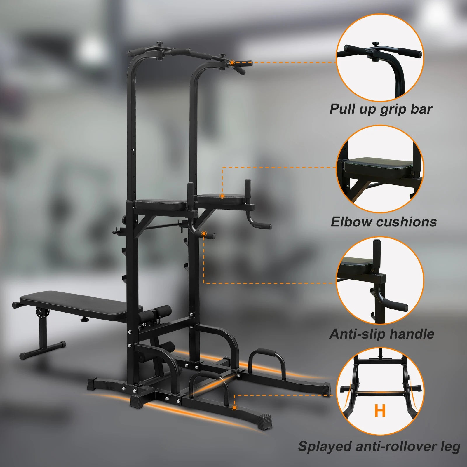 Adjustable Pull-Up & Dip Bar Station – Heavy-Duty Home Gym Fitness Rack