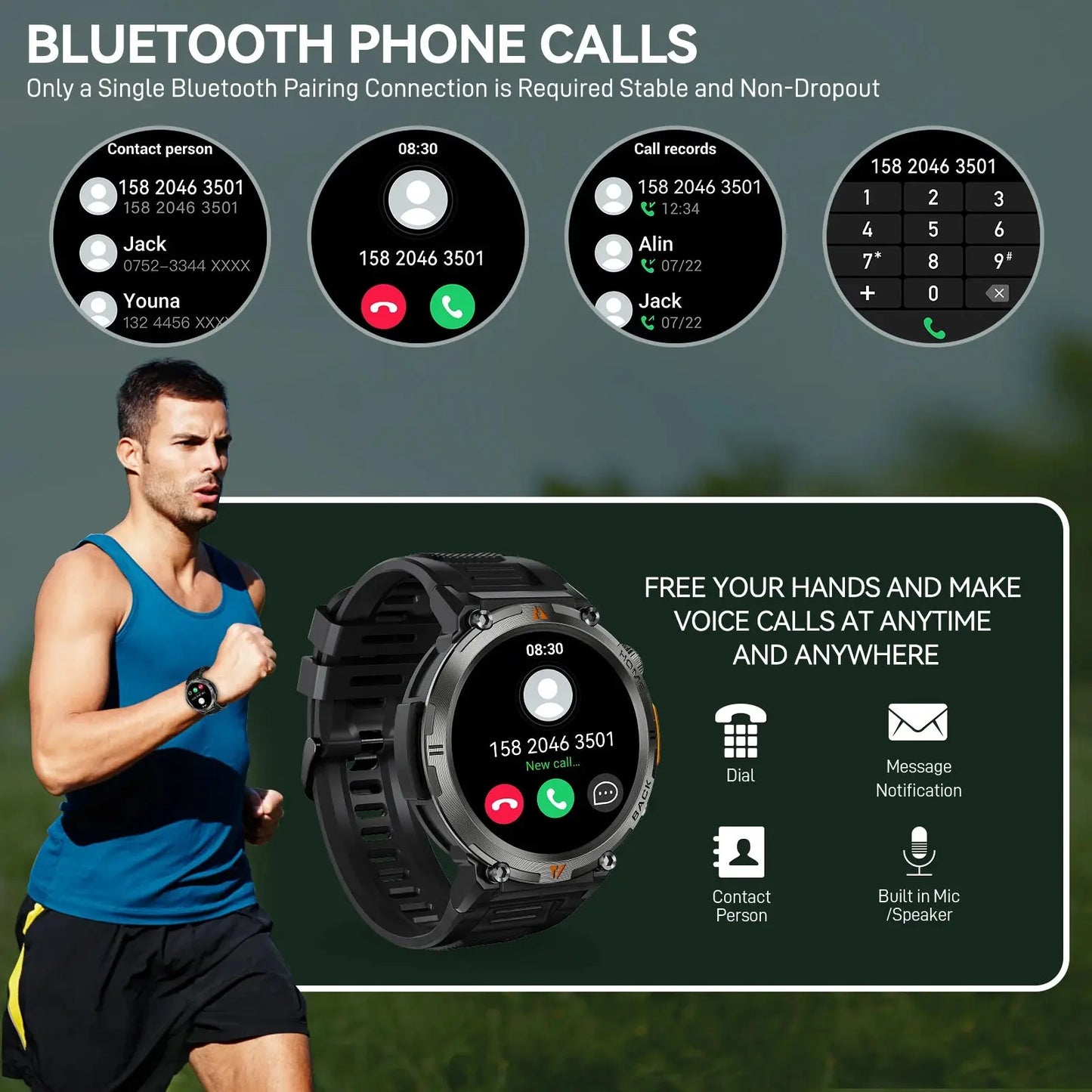 Smart Watch – Bluetooth Call, Health Monitor & Flashlight