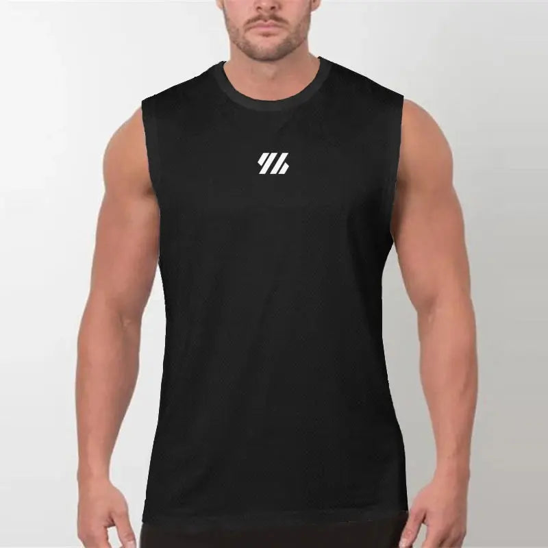 Men’s Sleeveless Gym Tank Top – Quick-Dry Mesh Muscle Workout Shirt