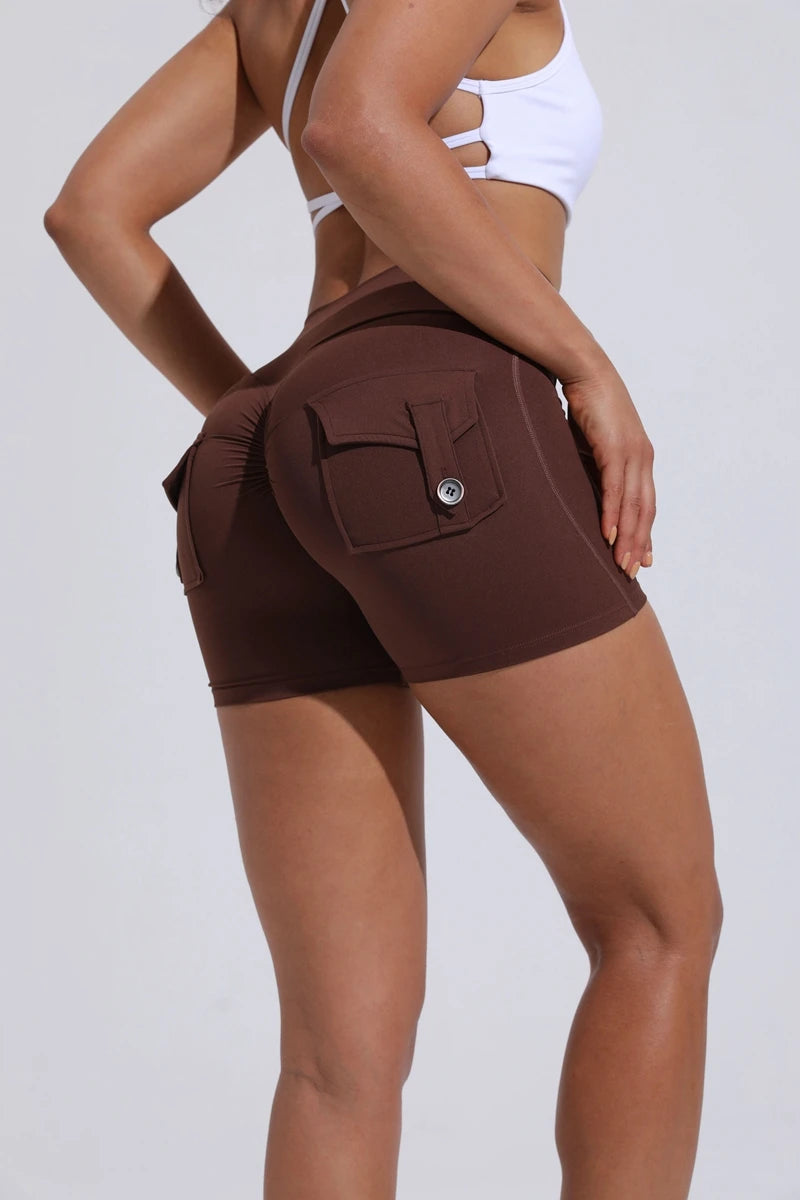 QINACTIVE Women’s Scrunch Butt Yoga Shorts – High Waist Pocket Fitness Tights