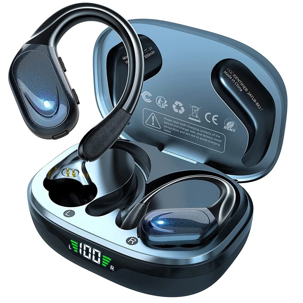 Bluetooth 5.3 Wireless Earphones – Noise-Reducing Sports Headset with Mic