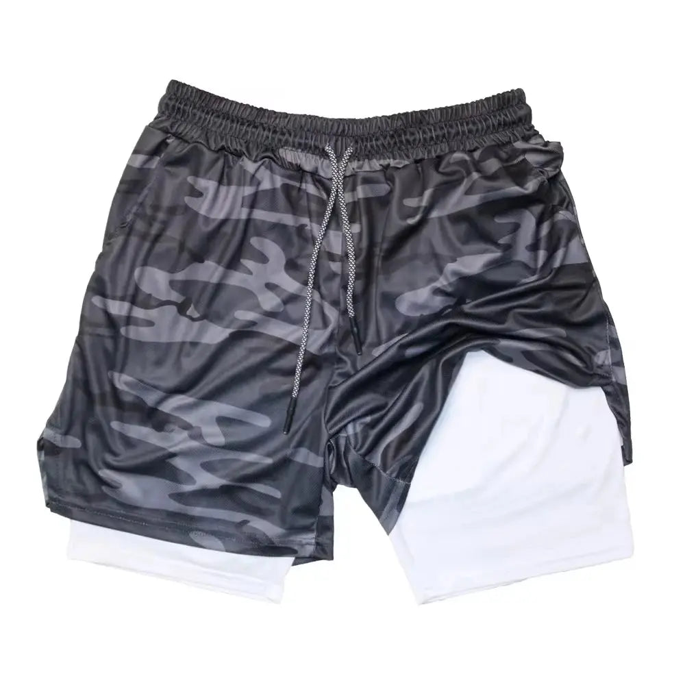 Men’s 2-in-1 Fitness Shorts – Double Layer Gym & Running Wear