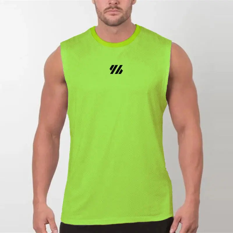 Men’s Sleeveless Gym Tank Top – Quick-Dry Mesh Muscle Workout Shirt