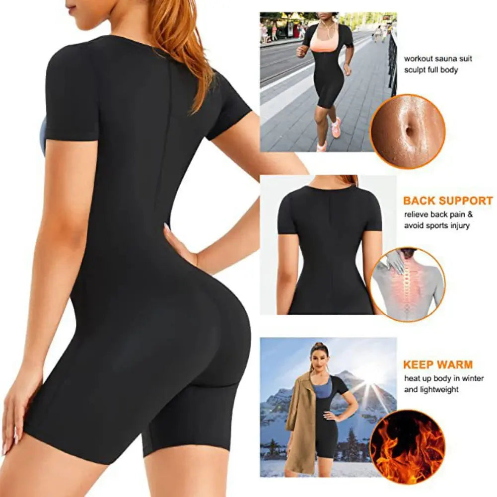 women's sauna suit– Zipper Body Shaper & Sweat Fitness Top
