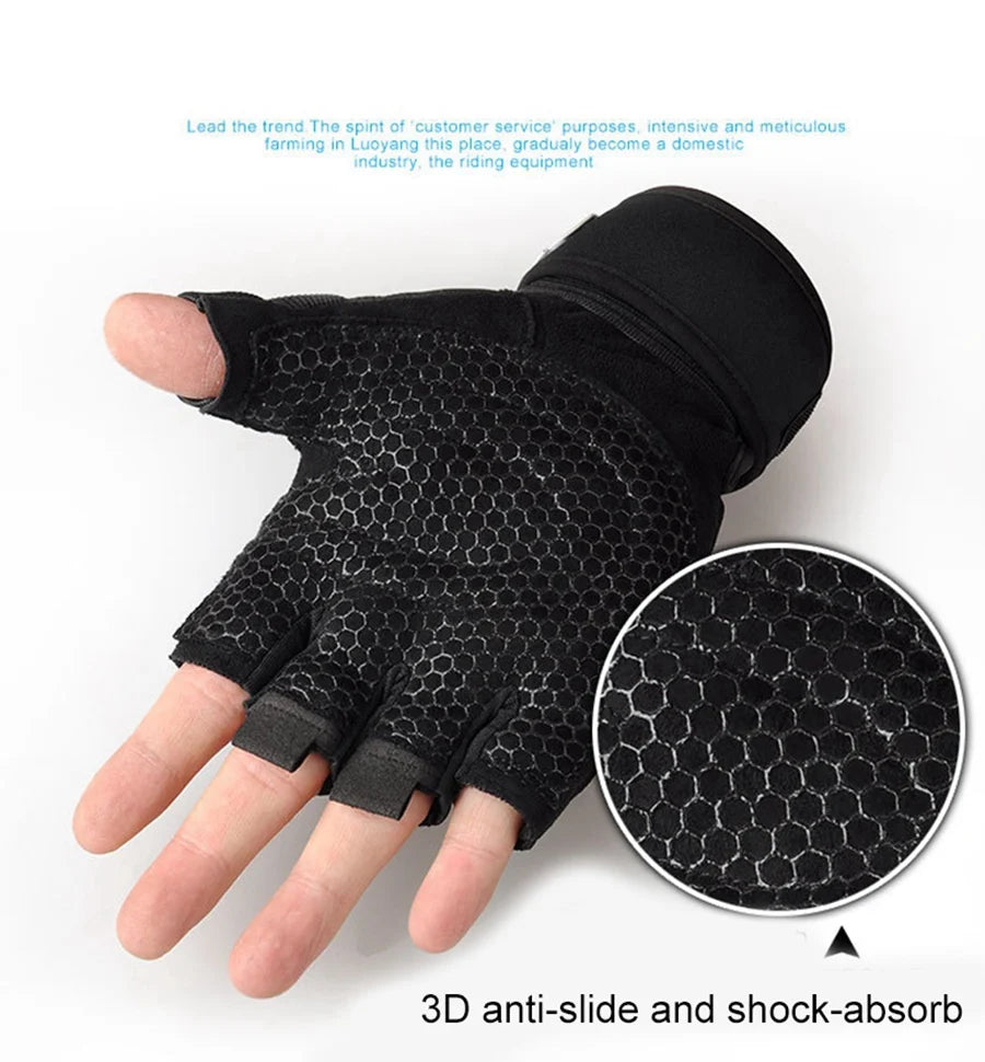 Workout Gloves with Wrist Wrap – Half-Finger Gym & Training Gloves for Men & Women