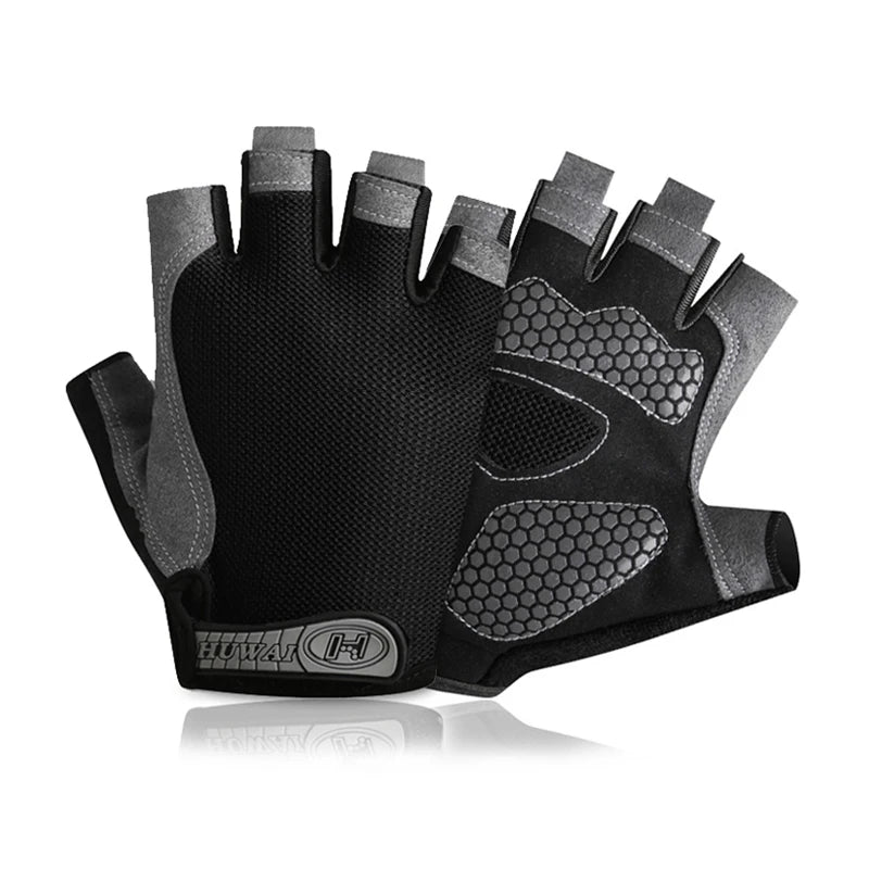 Anti-Slip Half Finger Gym Gloves – Breathable Workout & Cycling Gloves