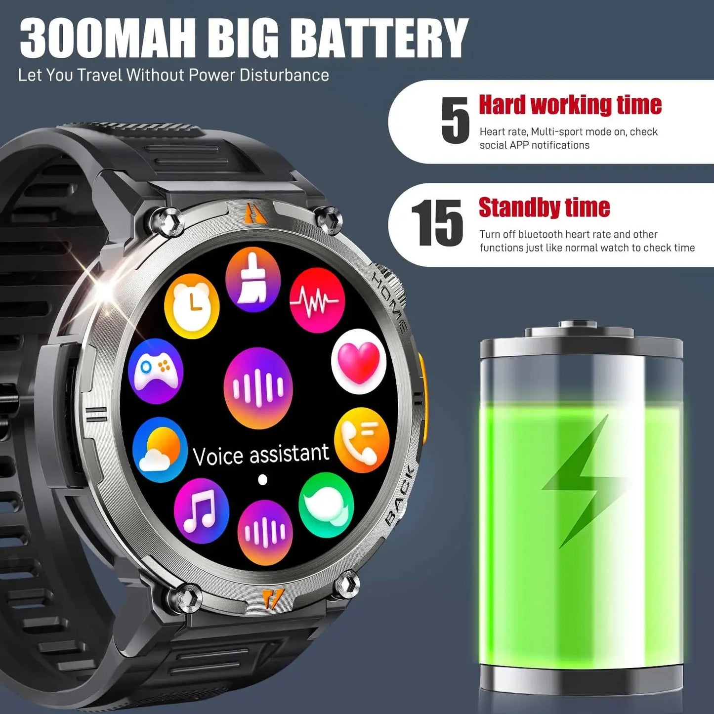 Smart Watch – Bluetooth Call, Health Monitor & Flashlight