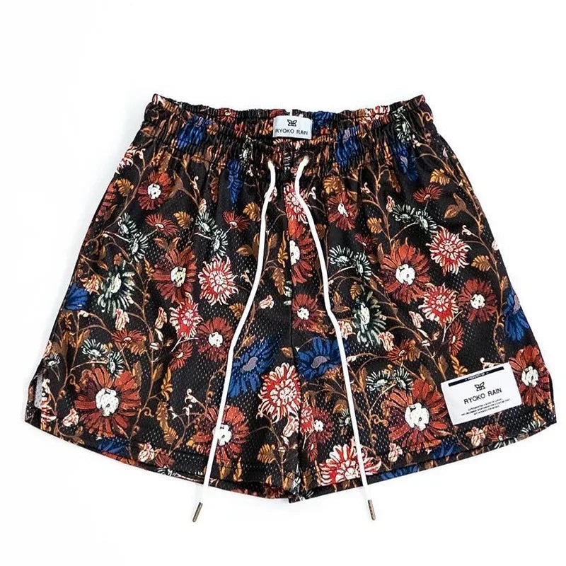 Oil Painting Style Mesh Shorts – Unisex Summer Sports & Training Wear