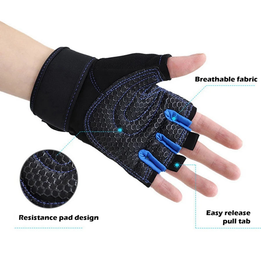 Workout Gloves with Wrist Wrap – Half-Finger Gym & Training Gloves for Men & Women