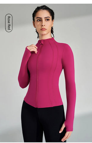 women's yoga jacket – Long Sleeve Fitness Top with Thumbholes
