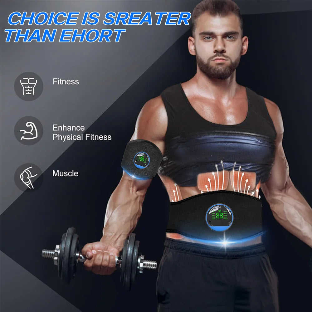 Smart EMS Fitness Belt – Rechargeable Abs Trainer with LED Display