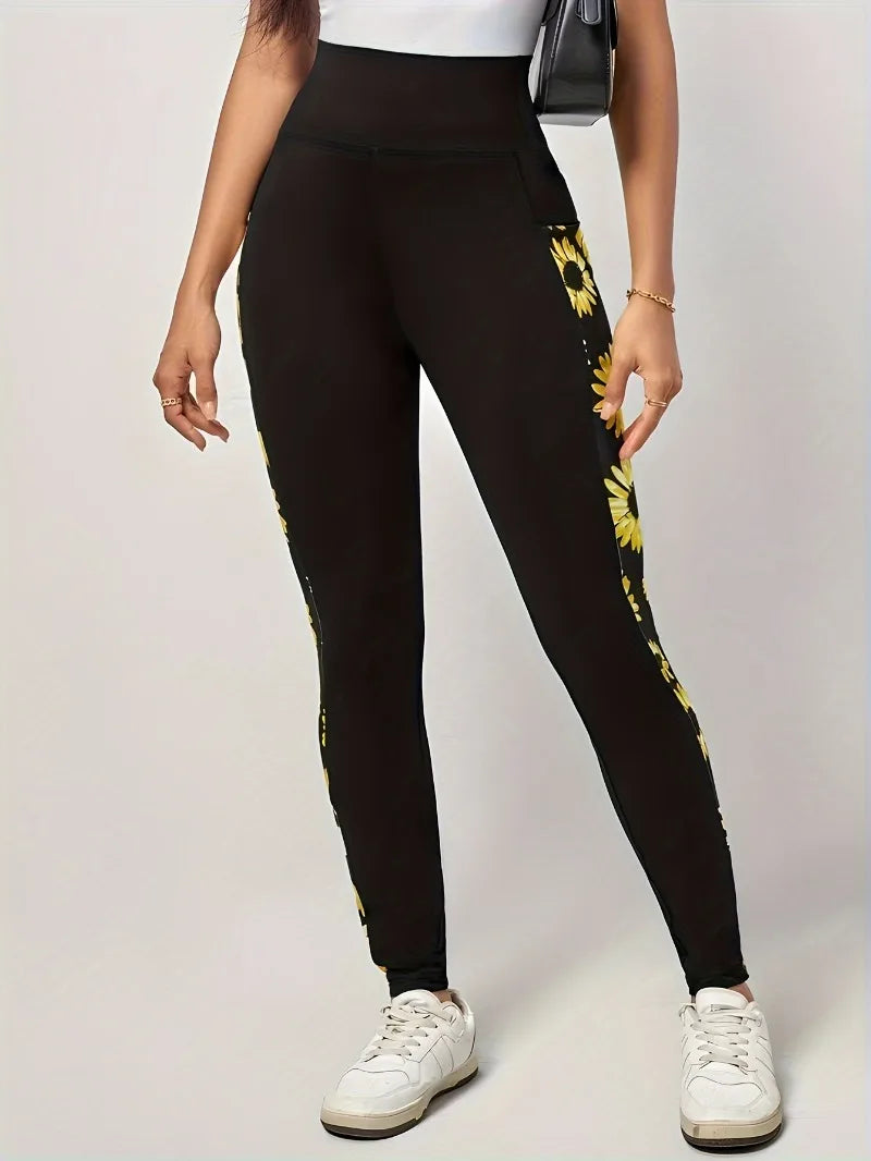 Plus Size Floral Capri Leggings – Women’s Stretch Slim Fit (1XL–5XL)