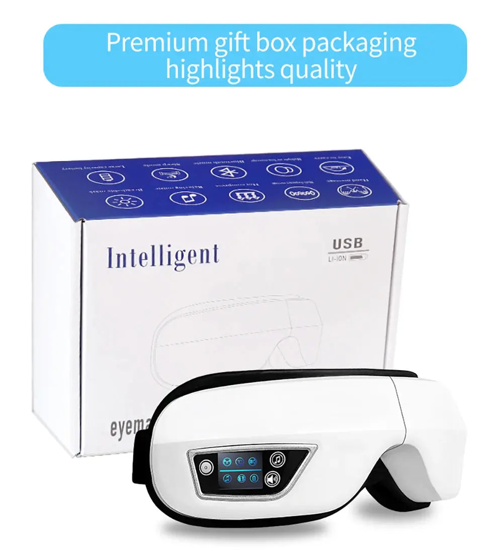 6D Smart Eye Massager – Vibration, Airbag Compress & Bluetooth Music PeakPursuitFitness