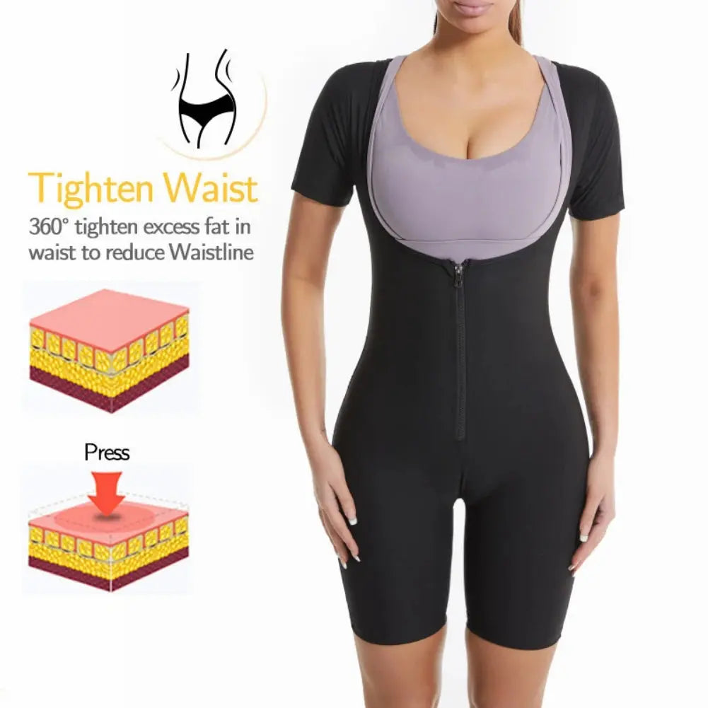 women's sauna suit– Zipper Body Shaper & Sweat Fitness Top