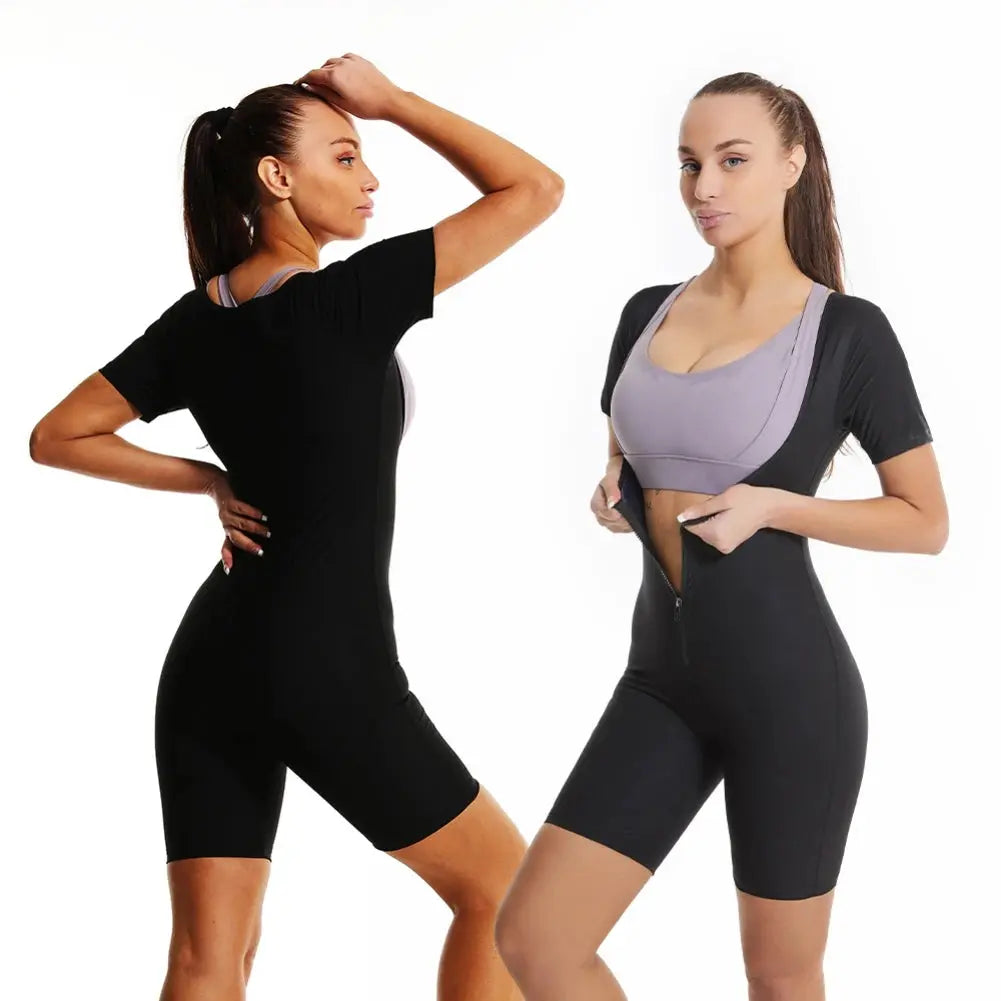 women's sauna suit– Zipper Body Shaper & Sweat Fitness Top