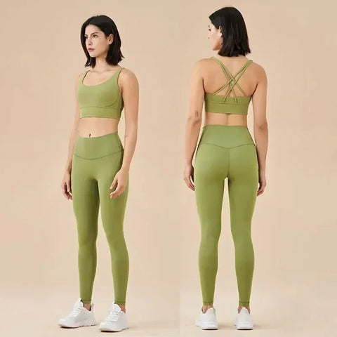 women's yoga sportswear– Fitness Leggings & Bra Top Outfit