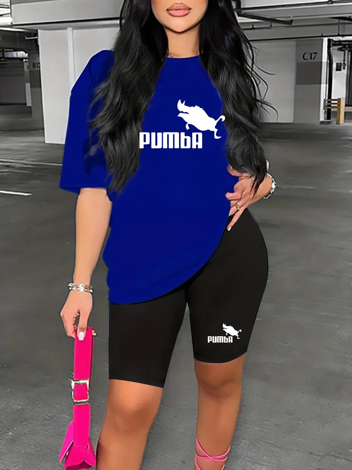Women’s Summer Letter Print Two-Piece Set – Loose Fit T-Shirt & Shorts