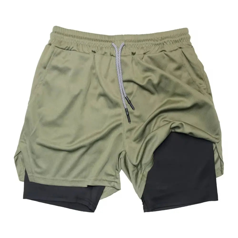Men’s 2-in-1 Fitness Shorts – Double Layer Gym & Running Wear