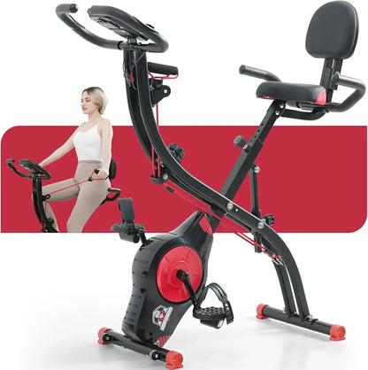 3-in-1 Folding Exercise Bike – Magnetic Upright X-Bike with 8-Level Resistance