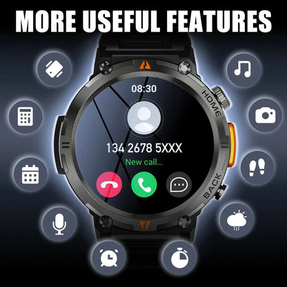 Smart Watch – Bluetooth Call, Health Monitor & Flashlight