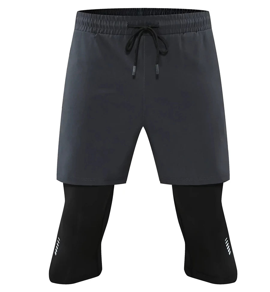 Men’s 2-in-1 Compression Workout Shorts – Quick-Dry Cropped Training Pants