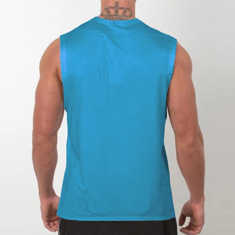 Men’s Sleeveless Gym Tank Top – Quick-Dry Mesh Muscle Workout Shirt