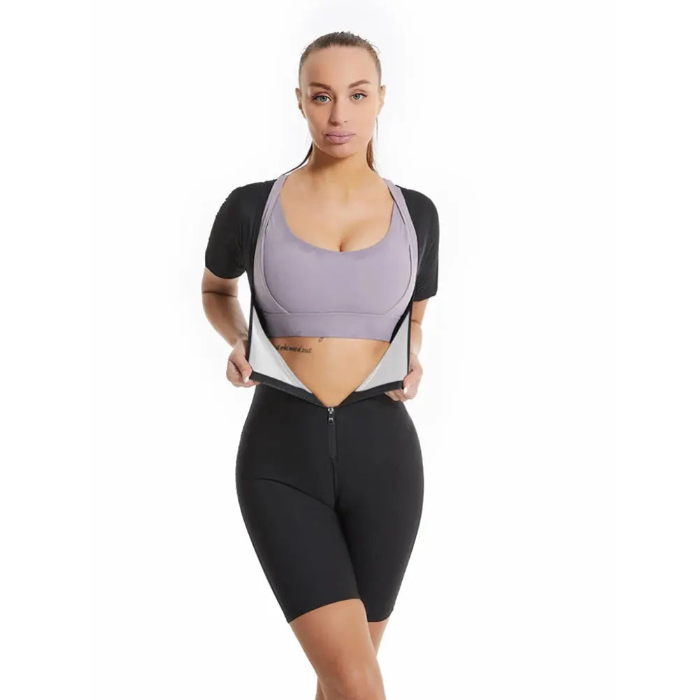women's sauna suit– Zipper Body Shaper & Sweat Fitness Top