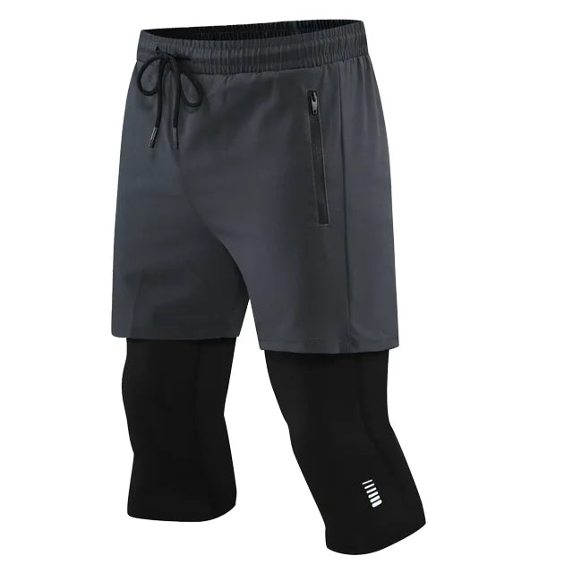 Men’s 2-in-1 Compression Workout Shorts – Quick-Dry Cropped Training Pants