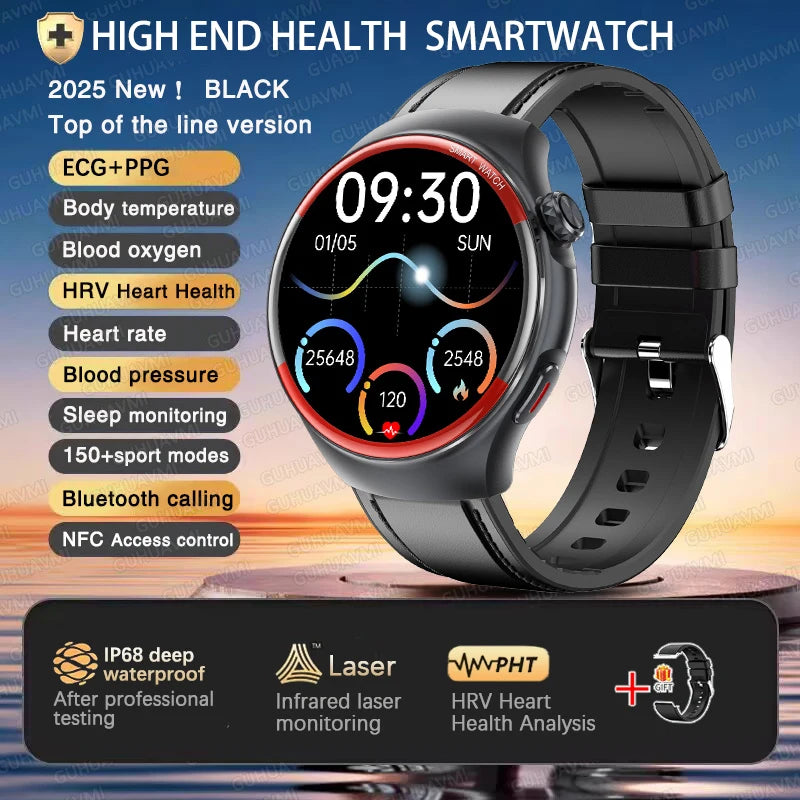 2025 High-End Smart Watch – ECG/PPG, Laser Detection, BT Call, NFC