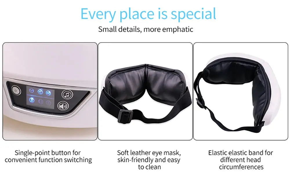 6D Smart Eye Massager – Vibration, Airbag Compress & Bluetooth Music PeakPursuitFitness
