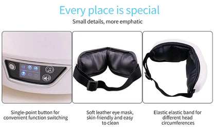 6D Smart Eye Massager – Vibration, Airbag Compress & Bluetooth Music PeakPursuitFitness