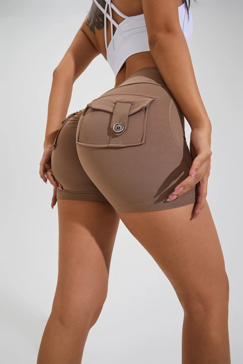 QINACTIVE Women’s Scrunch Butt Yoga Shorts – High Waist Pocket Fitness Tights
