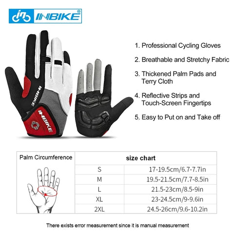 INBIKE Full Finger Cycling Gloves – MTB Touchscreen Bike & Sports Gloves