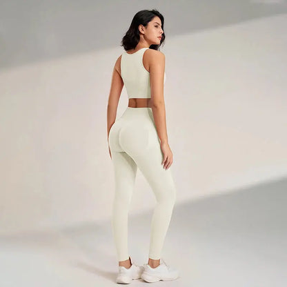 Yoga Clothing Set Women's High Waisted Leggings and Top Two Piece Seamless Fitness Exercise Clothing Fitness Workout Underwear