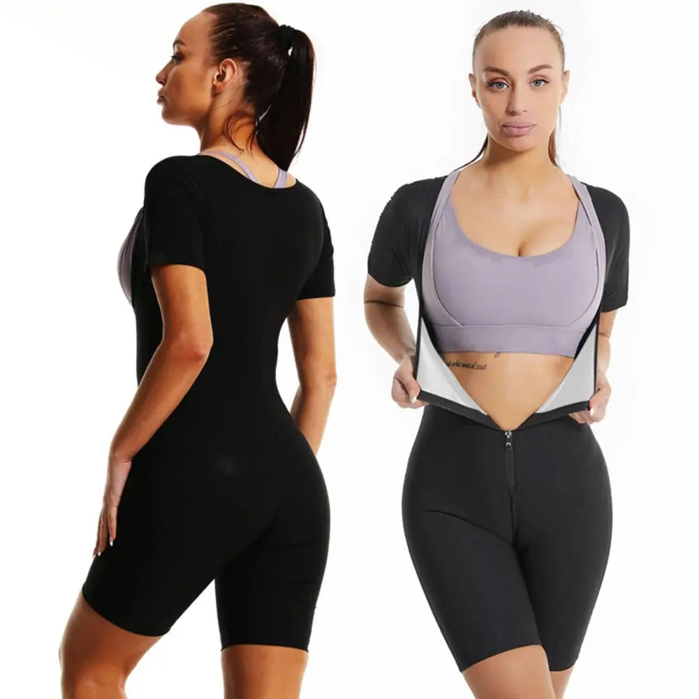 women's sauna suit– Zipper Body Shaper & Sweat Fitness Top