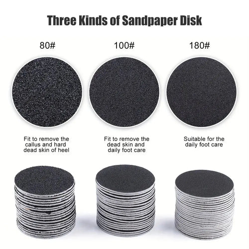 60pcs Sandpaper Discs for Electric Foot File – Callus & Dead Skin Remover