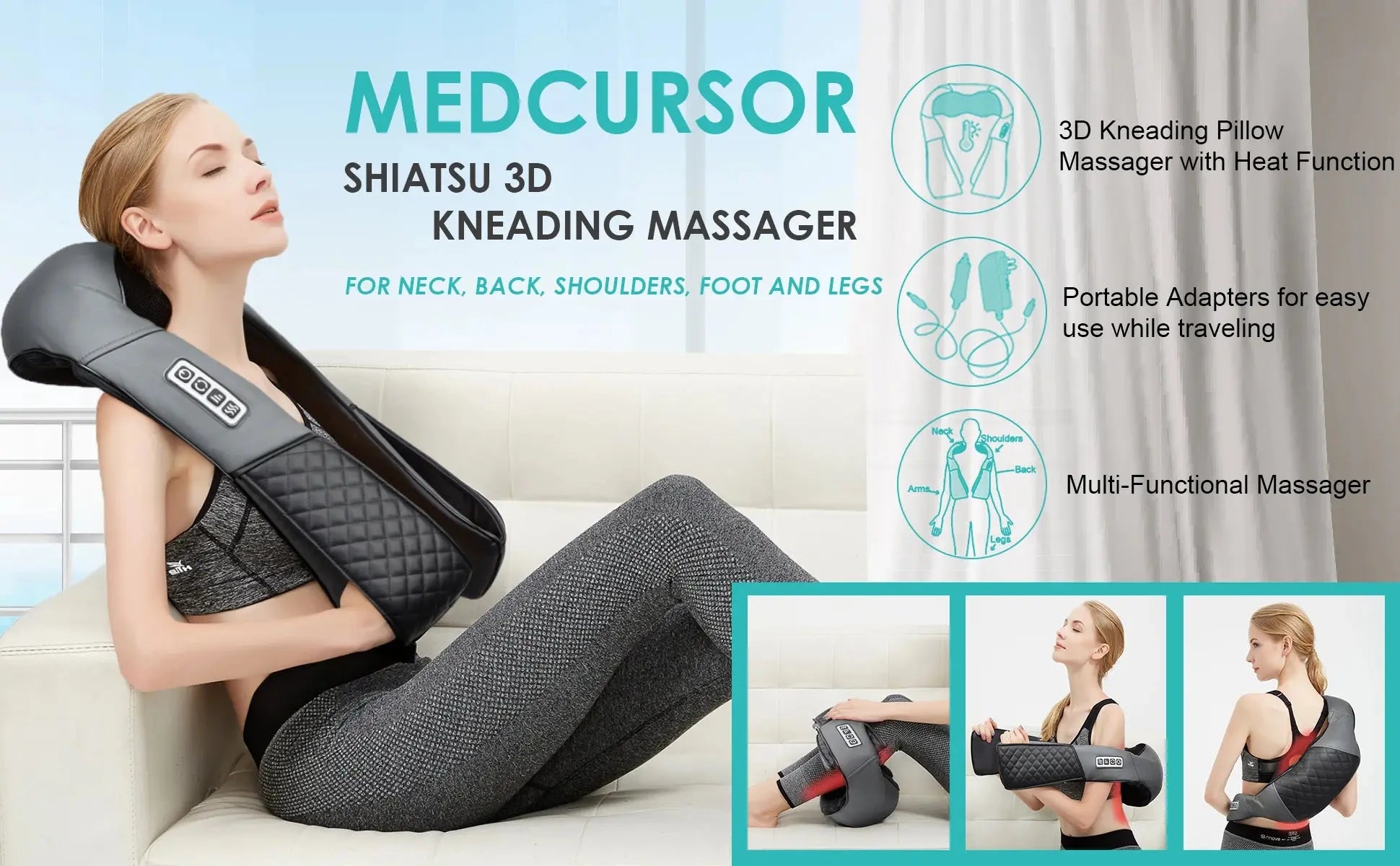 electric neck massager– Kneading Massage Pillow PeakPursuitFitness