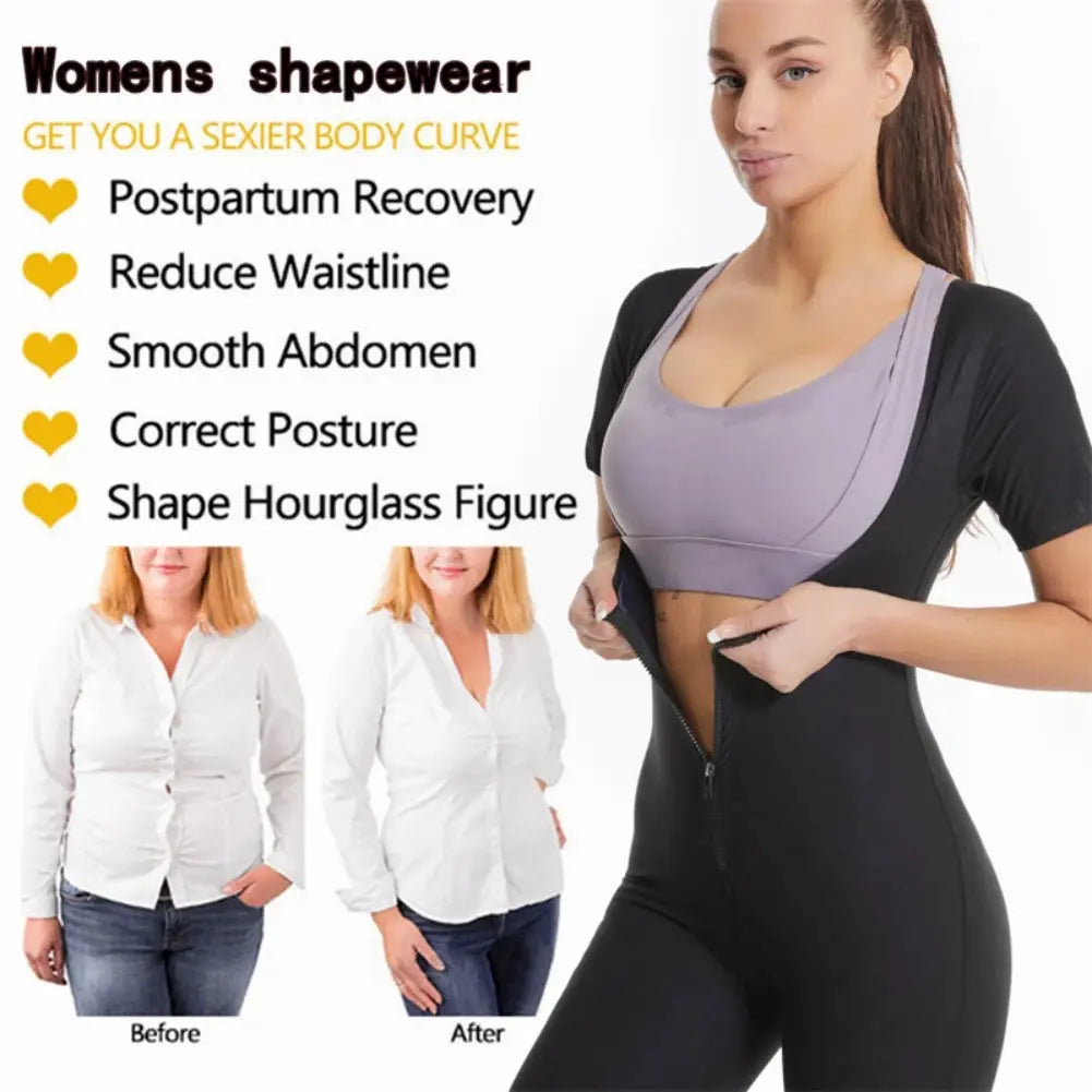 women's sauna suit– Zipper Body Shaper & Sweat Fitness Top