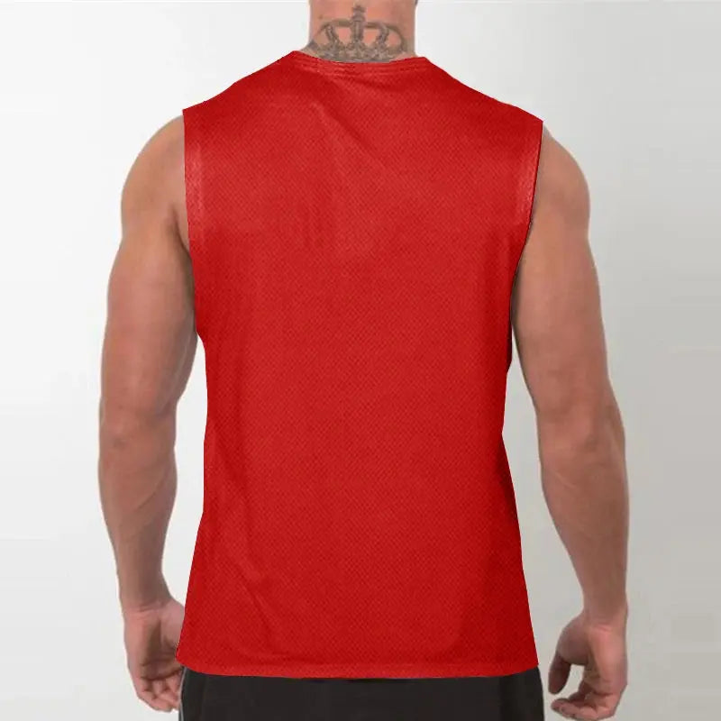 Men’s Sleeveless Gym Tank Top – Quick-Dry Mesh Muscle Workout Shirt
