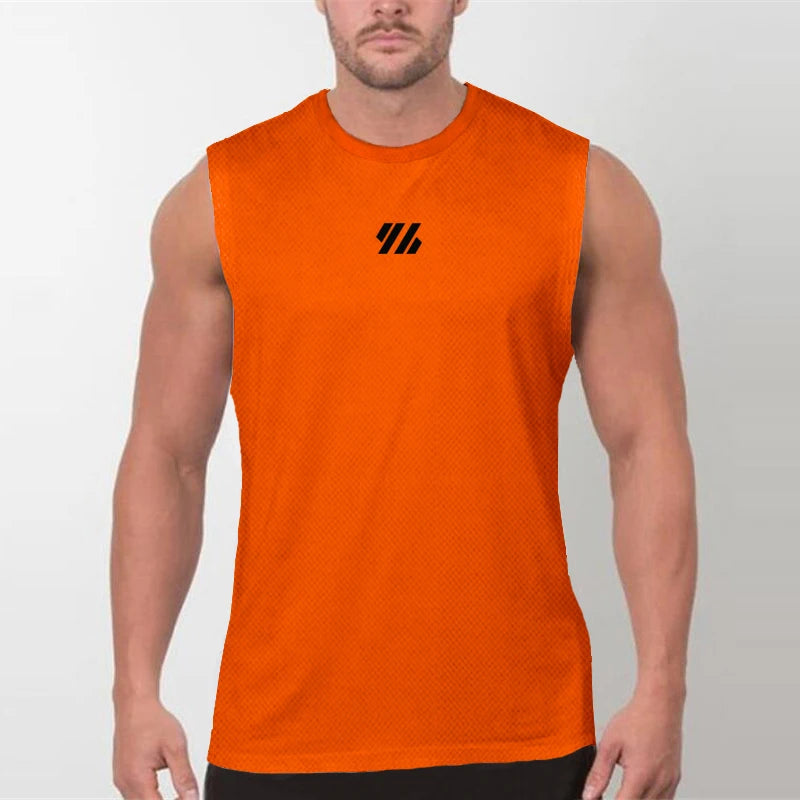 Men’s Sleeveless Gym Tank Top – Quick-Dry Mesh Muscle Workout Shirt