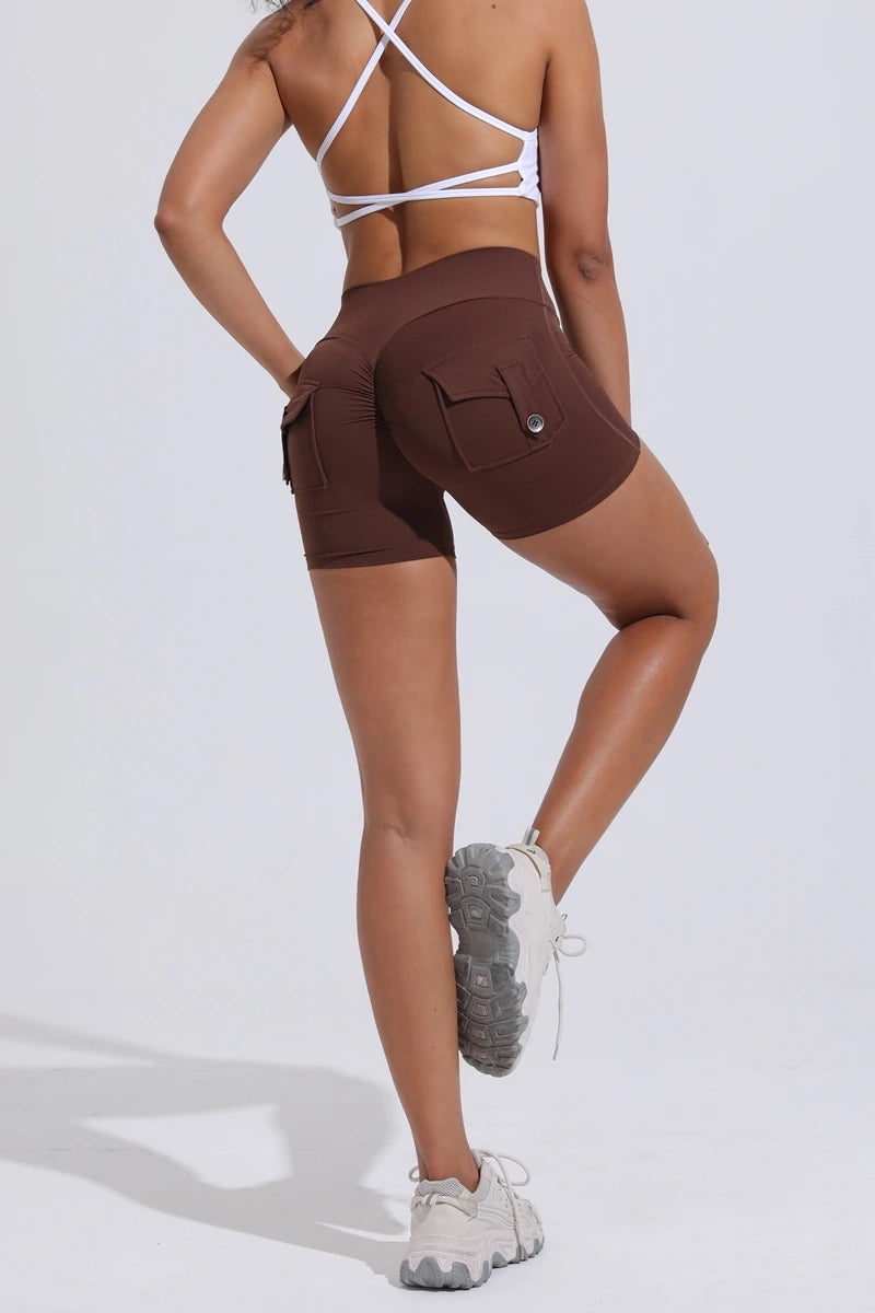 QINACTIVE Women’s Scrunch Butt Yoga Shorts – High Waist Pocket Fitness Tights