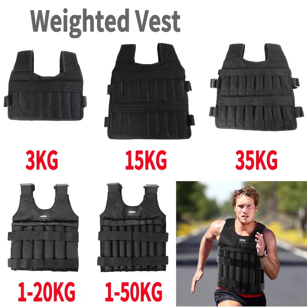 Adjustable Weighted Vest – 3/15/35kg Training Jacket for Running & Workouts