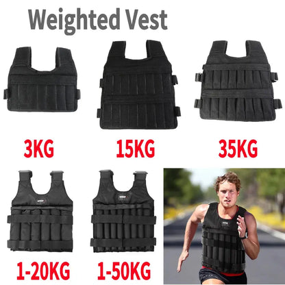 Adjustable Weighted Vest – 3/15/35kg Training Jacket for Running & Workouts