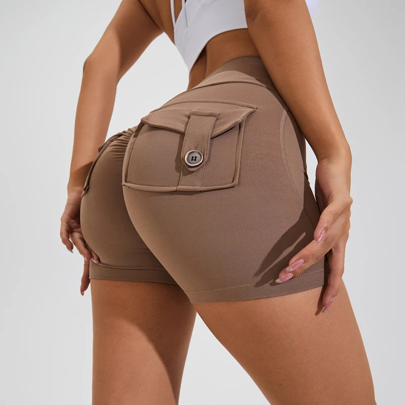 QINACTIVE Women’s Scrunch Butt Yoga Shorts – High Waist Pocket Fitness Tights