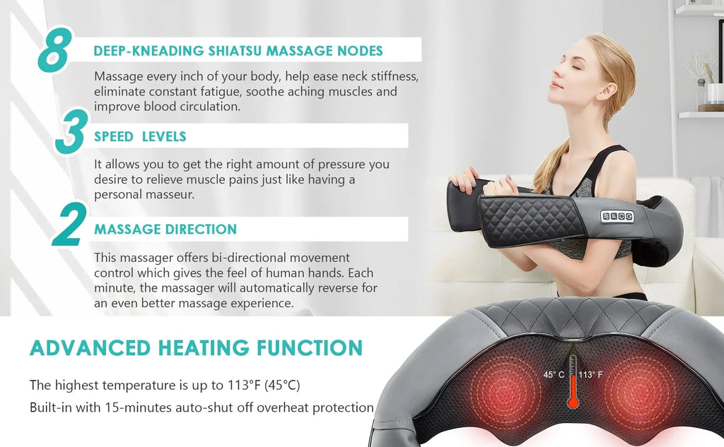 electric neck massager– Kneading Massage Pillow PeakPursuitFitness