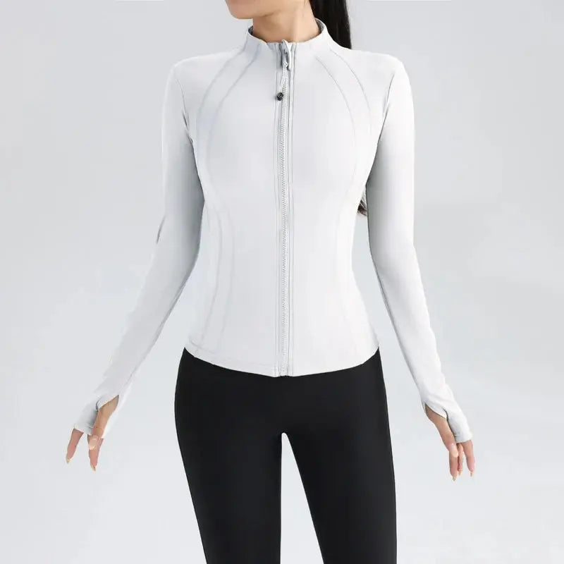 women's yoga jacket – Long Sleeve Fitness Top with Thumbholes PeakPursuitFitness